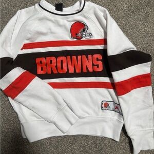 NFL Cleveland Browns White, Brown, and Red Crewneck Sweater